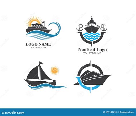 Ship Logo With Wheel And Sea Waves Ocean Cruises Or Cargo Shipping