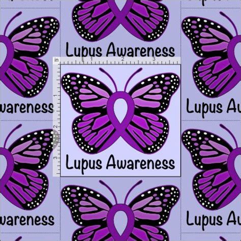 Lupus Awareness Ribbon With Butterfly Fabric In 2021 Butterfly Fabric