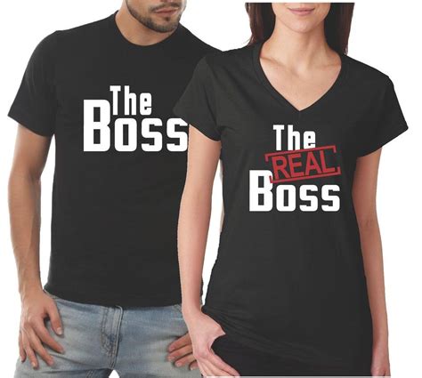 Matching Couples Shirts The Boss The Real Boss His And Hers Shirt Set Matching Couple Shirts