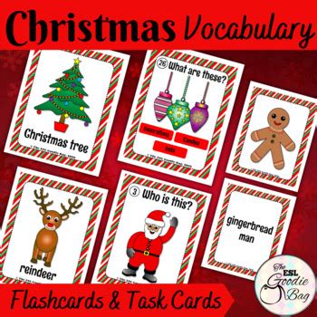 Christmas Vocabulary Flashcards And Task Cards For Esl Ela Tpt
