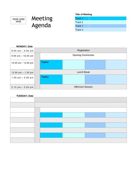 Multi Day Meeting Agenda Template