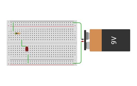 Circuit Design 4 Circuito Con Pila De 9v Y Con Led Rojo Tinkercad