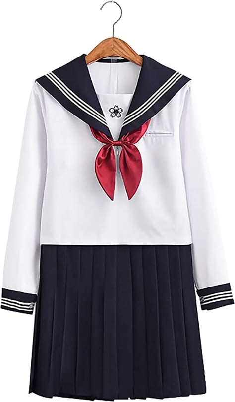 Larcele Robe Duniforme Scolaire Uniforme Décolière Japonaise Costume De Marin Bleu Marine Ssf