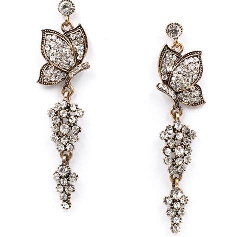 Rhinestone Butterfly Chandelier Earrings Wedding Earrings Vintage