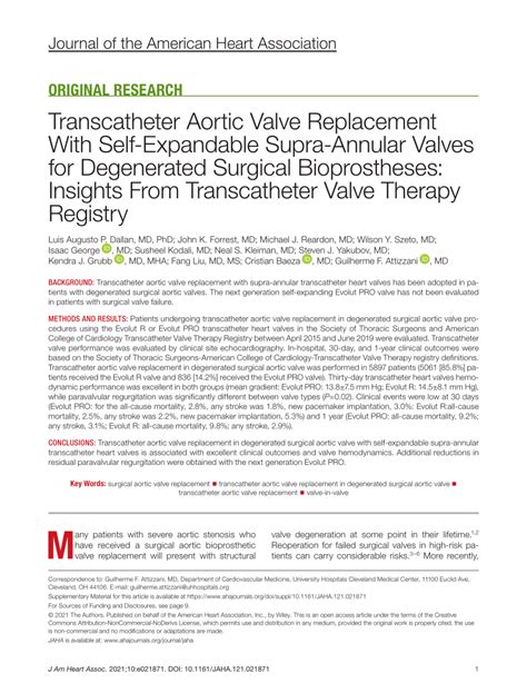 Pdf Transcatheter Aortic Valve Replacement With Self‐expandable Supra