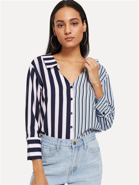 Two Tone Stripe Shirt S Shirt T Shirt Diy Shirt Outfit Sweatshirt Fashion 101 Fashion News