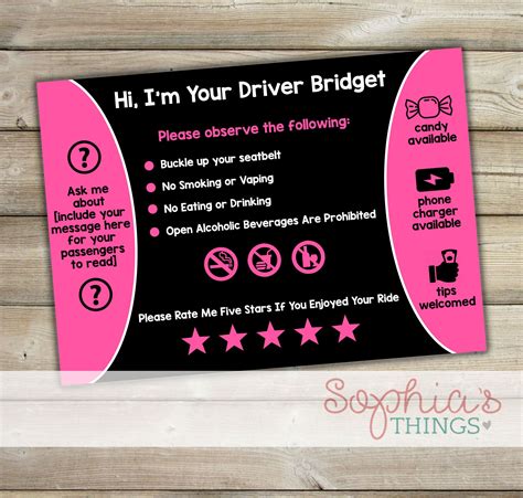 Personalized Printable Uber Sign Personalized Printable Lyft Etsy