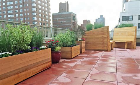 Upper West Side Rooftop Terrace With Custom Planter Boxes And Bench