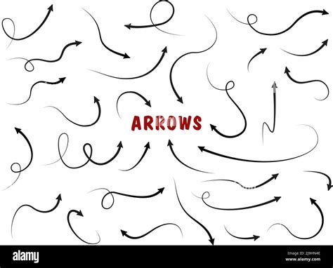 Big Set Arrows And Directions Signs Thin Line With Arrow Doodle Style