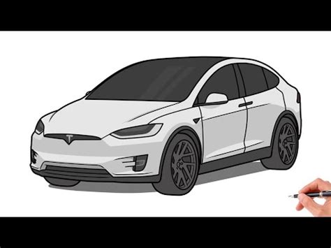 How To Draw A Tesla Model X Drawing Tesla Model X Plaid Suv My Xxx