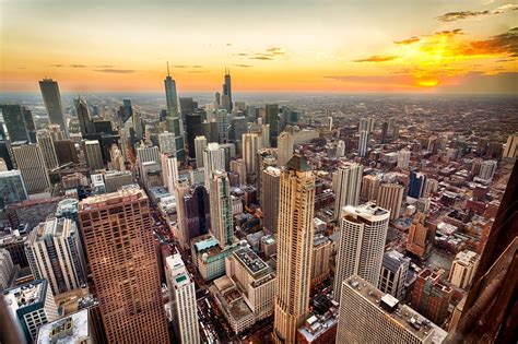 Aerial View Of Chicago Illinois By Michael Matti