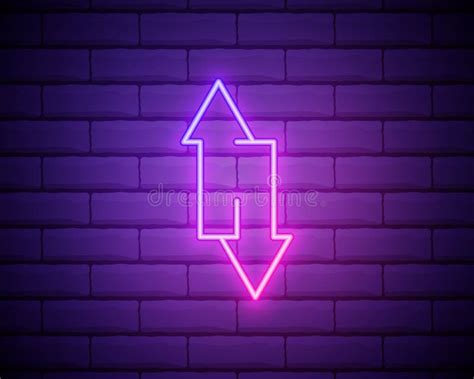 Neon Arrow Sign Glowing Neon Arrow Pointer On Brick Wall Background