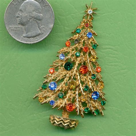 Vintage Christmas Tree Pin Signed Art Etsy