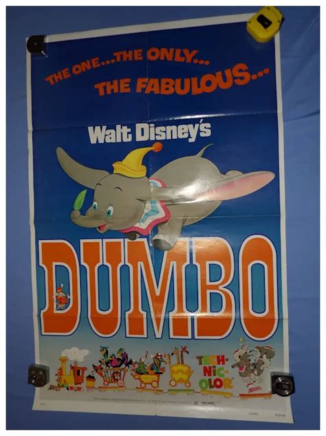 Vintage 1972 Dumbo Walt Disney Re Release Original 27x41 Movie Poster