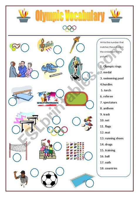 Olympic Games Vocabulary Worksheet Esl Worksheet By Stonefarm