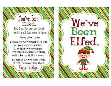 Youve Been Elfed Printable Instructions Sign And Treat Bag Tag In