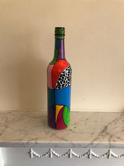 Abstract Art Bottle Hand Painted Wine Bottle Bottle Vase Etsy Canada In 2023 Hand Painted