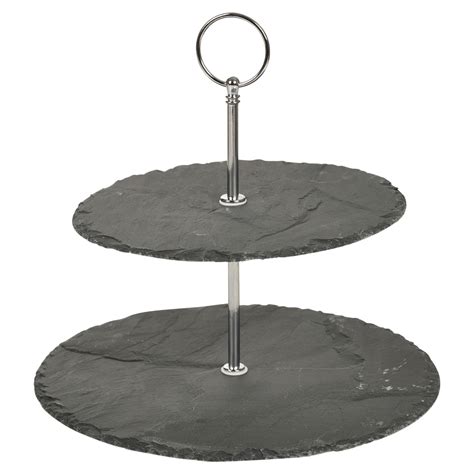 2 Tier Layer Slate Cake Food Stand Round Centre Piece Display Serving