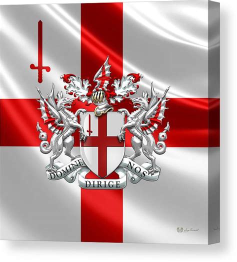 City Of London Coat Of Arms Over Flag Canvas Print Canvas Art By