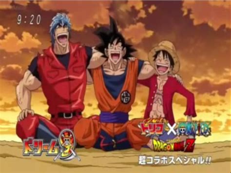 Luffy, toriko, goku and their crews face off in a food competition. The Sweet Melo Touch: One Piece X Toriko X Dragonball Z Movie
