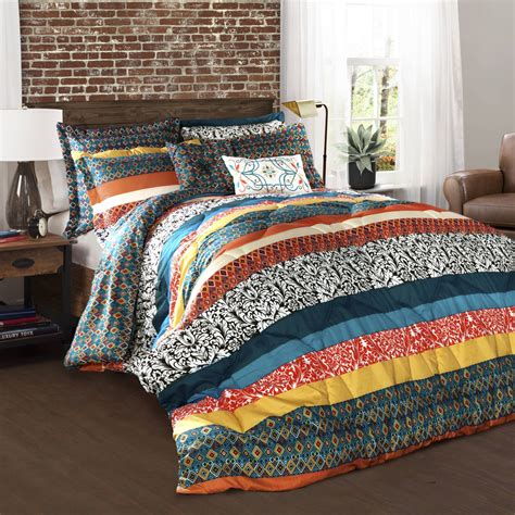 Lush Decor Boho Stripe Polyester Reversible Comforter Fullqueen