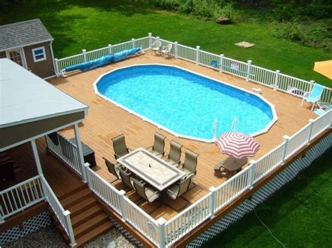 This deck is a 20' x 34' deck designed to go around a 24' round above ground pool. Above Ground Pool Deck Plans | Best Above Ground Pools
