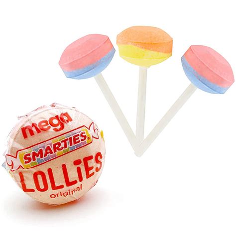 Mega Double Smarties Lollipops Jumbo Hard Candy Suckers Original
