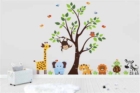 Dekoration J859 Tiger Cubs Cute Baby Bedroom Smashed Wall Decal 3d Art
