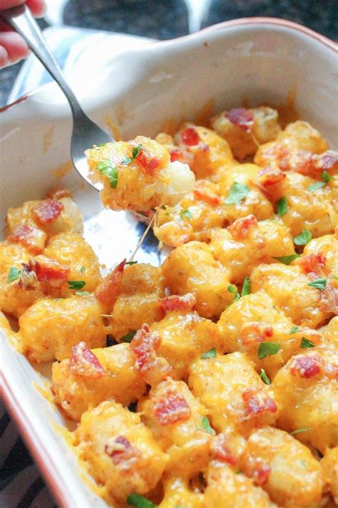 Baked Tater Tots With Bacon And Cheddar Cheese Crockpot Breakfast