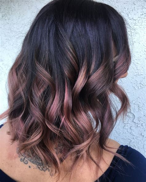 Burgundy Rose Gold Sweep Shaded Hair Rosegoldhairblonde Purple Ombre