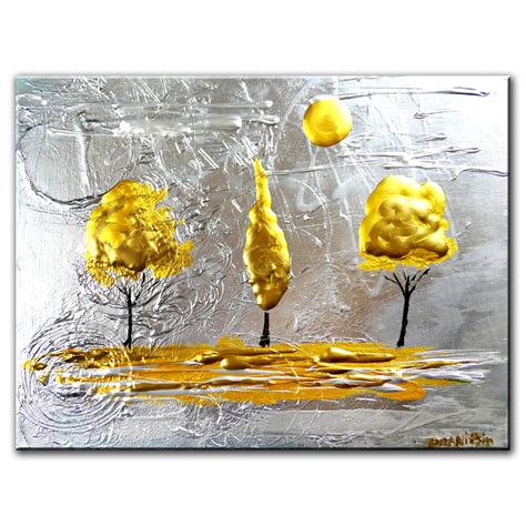 Urartstudiocom Gold On Silver Abstract Painting Landscape Dranitsin
