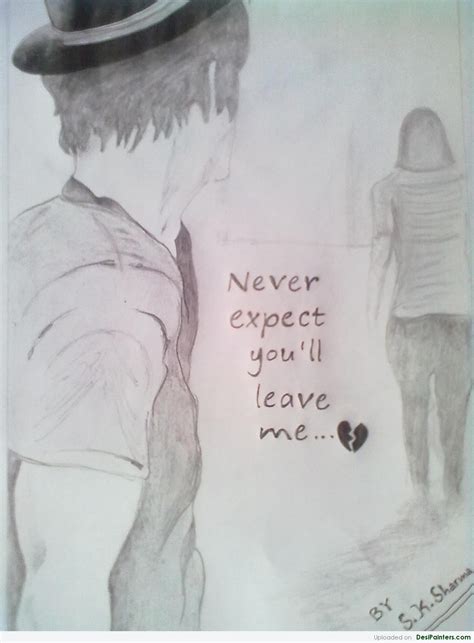 Pencil Sketch Of A Sad Lover By Sk Sharma