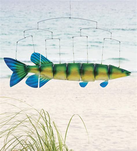 Handmade Recycled Metal Tropical Fish Mobile Art Wind