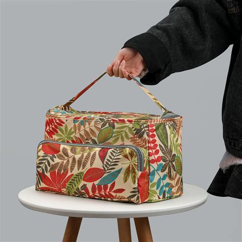 Lightweight Knitting Bag Storage Tote Bag With Zipper And Pocket For