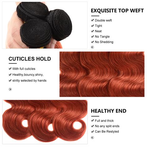 The hair is very soft and manageable the hair irks true to color size and length. 1B/350 Color Ombre Hair 4 Bundles Body Wave Weave Human ...