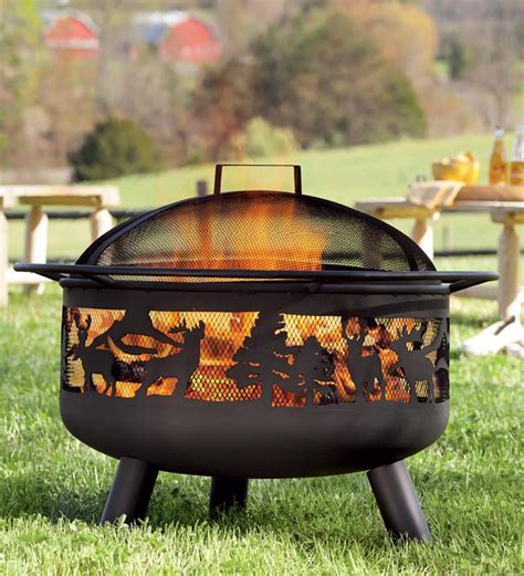 Big Woods Fire Pit With Domed Spark Guard Plowhearth