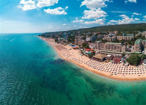 Aerial View Of Golden Sands Beach Resort Zlatni Piasacithe Near Varna