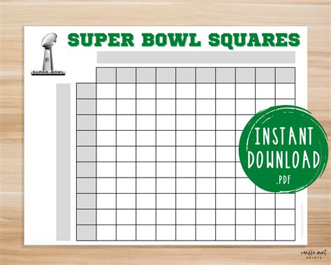 Super Bowl Squares Game Super Bowl Party Games Printable Etsy