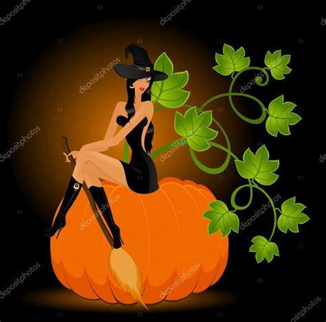Witch And Pumpkin — Stock Vector © Forewer 1618618