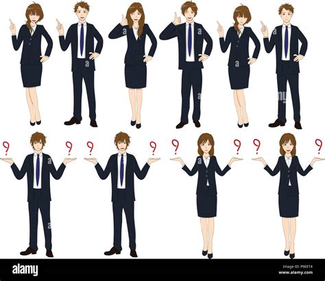 Set Cartoon Business People Isolated On White Background No4 Vector