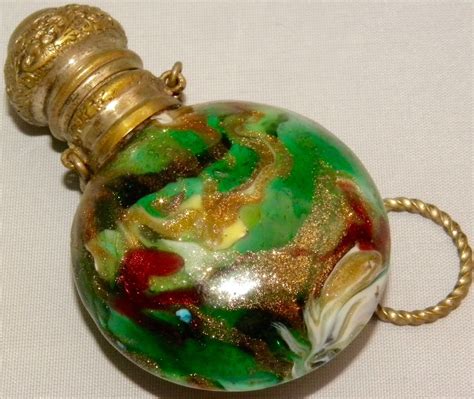 Rare Antique Venetian Chatelaine Bottle 1890s 15500 Rare Venetian Gold Dust Chatelaine