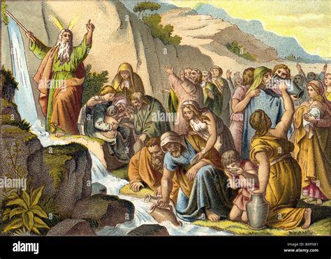 Religion Biblical Scenes Old Testament Moses Strikes Water From The