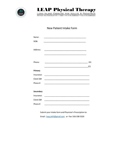 Patient Form Leap Physical Therapy
