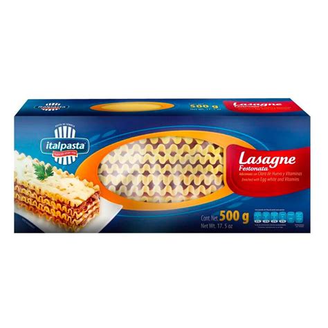 Pasta Lasaña Italpasta 500 Gramo Caja Soriana