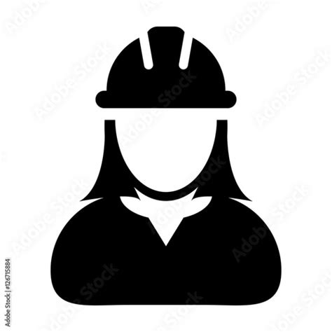 Woman Construction Worker Employee Engineer Vector Icon Illustration