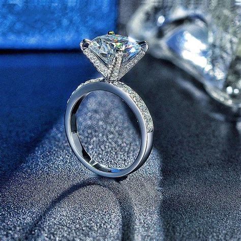 4 prong engagement wedding diamond ring 3 carat solitaire with accent ste… modern engagement