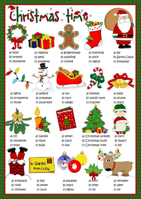 Christmas Time Multiple Choice Interactive Worksheet