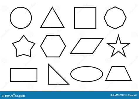 Geometric Shapes Outline Collection Diagram Element For Education And
