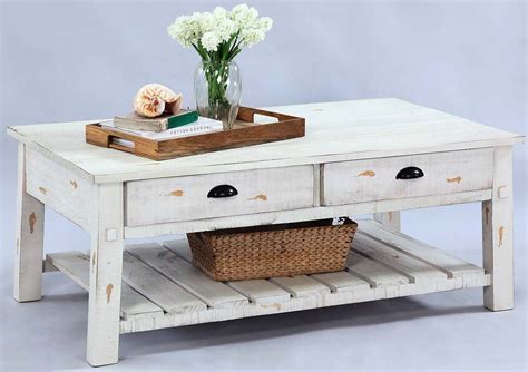 Willow Distressed White Rectangular Cocktail Table from ... Diy pallet white coffee table | 99 pallets.