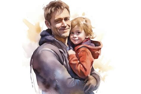 Premium Ai Image Watercolor Illustration Of Father And Daughter